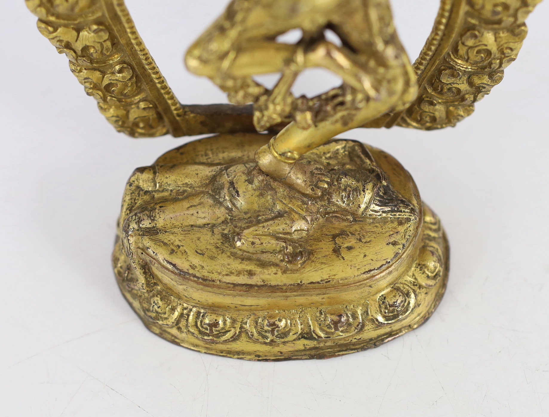 A Tibetan gilt bronze figure of Vajrayogini, possibly 17th/18th century